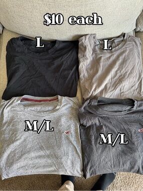Men's Short Sleeve Crew Tees - Black, Taupe, Light Gray, Charcoal